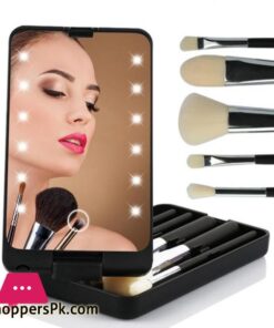 LED Makeup Cosmetic Mirror With LED Full Set Of Brushes Travel Portable Mirror Stroage Box Storage Makeup Organizer Mirror BoxEye Shadow Applicator