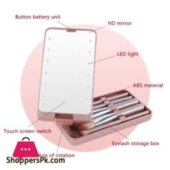 Led Makeup Cosmetic Mirror With Led Full Set Of Brushes Travel Portable Mirror Stroage Box Storage Makeup Organizer Mirror Boxeye Shadow Applicator