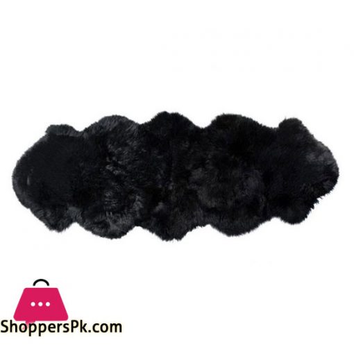 Large Double Pelt Black Sheepskin Rug Fur 2 X 6