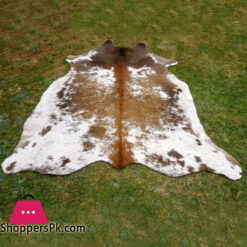 Snow White Brown Natural Cowhide Living Room Rug