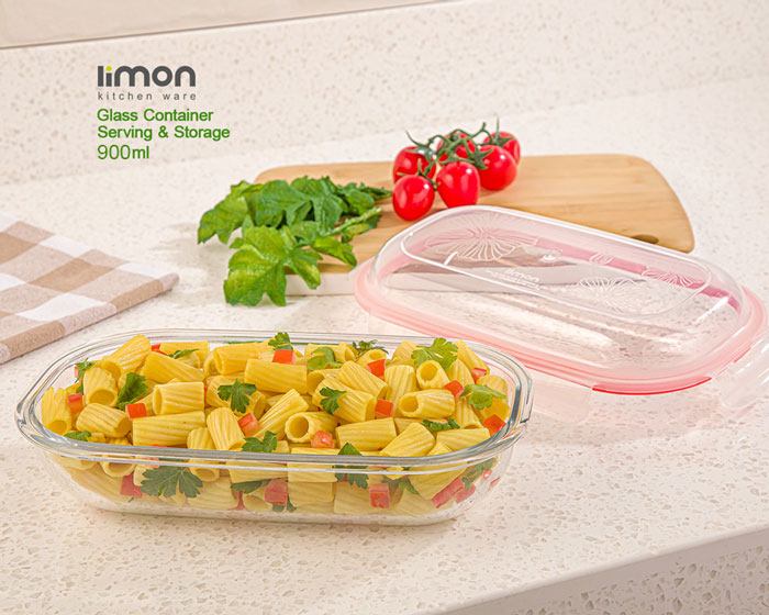 Limon Glass Serving &Amp; Storage Oval Food Container 900-Ml