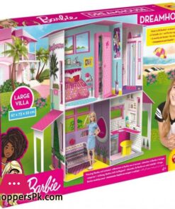 Liscianigiochi Barbie Dream House Pretend Play Doll House Two - Storey Villa, Arrange Furniture and Decorate with 3D Stickers
