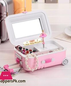 Fashion Luggage Music Box Jewelry Box Lovely Gift Beautiful With Mirror Ballet Girl Rotate Music Box Lovers Gifts Storage Box|Music Boxes