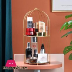 Iron Art Makeup Organizer 2 Layers Jewelry Box Cosmetic Organizer Makeup Box Lipstick Perfume Shelf Holder Bathroom Organizer|Racks &Amp; Holders