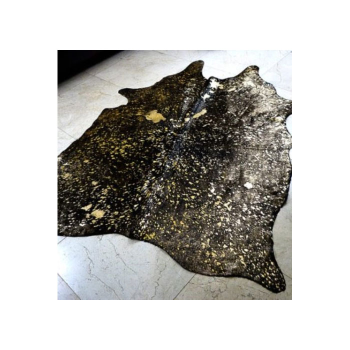 Metallic Gold Black Cowhide Rugs