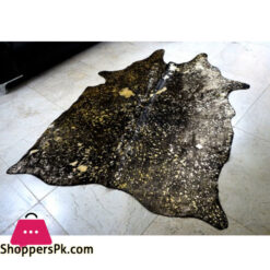 Metallic Gold Black Cowhide Rugs