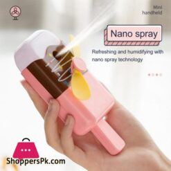 1Pc Mini Usb Rechargeable Cartoon Ice Cream Shape Handheld Humidifier Cooling Fan For Home Outdoor Camping Hiking Tool Spray Fan|Outdoor Tools