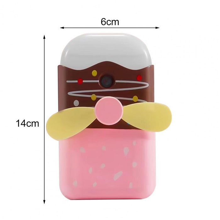 Mini Usb Rechargeable Cartoon Ice Cream Shape Handheld Humidifier Cooling Fan For Home Outdoor Camping Hiking Tool Spray Fan 1 Pcs