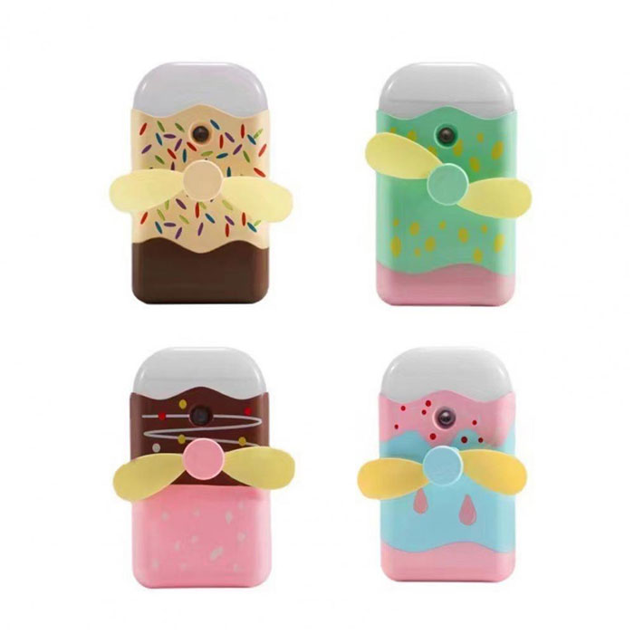 Mini Usb Rechargeable Cartoon Ice Cream Shape Handheld Humidifier Cooling Fan For Home Outdoor Camping Hiking Tool Spray Fan 1 Pcs