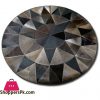 Modern Circle Natural Cowhide Area Patchwork Rug