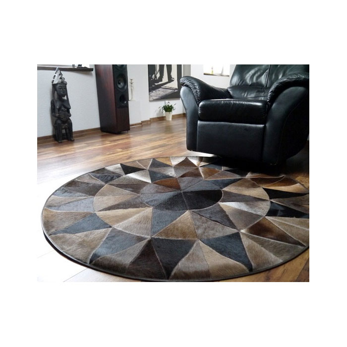 Modern Circle Natural Cowhide Area Patchwork Rug