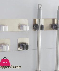 Wall Mounted Mop Organizer Holder - Brush Broom Hanger - Storage Rack Kitchen Clip - Seamless Mop Hook