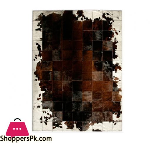Natural Chocolate And Black White Cowhide Patchwork Rug