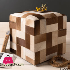 Natural Cowhide Ottoman Brown, Beige Skin Patchwork Ottomans