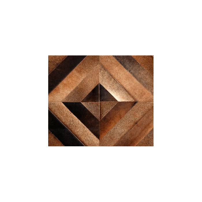 Natural Brown Stripes Triangle Cowhide Patchwork Rug