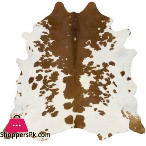New Brazilian Cowhide Brown and White Area Rug