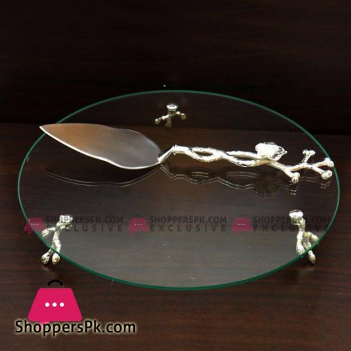 Orchid Cake Dish Plus Lifter Silver - CD6024