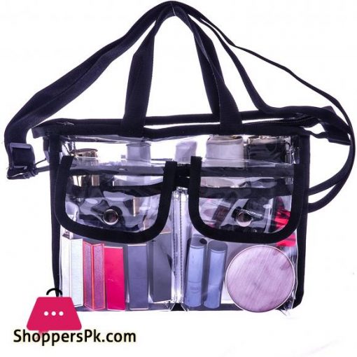 Medium Clear PVC Makeup Artist Set Bag Transparent Cosmetic Storage Bag Travel Make up Kits Organizer MUA Bag with Removable Shoulder Strap