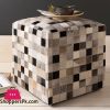 Pure Natural Cowhide Checkers Ottoman Cow Skin Check Style 11″ x 11″x 14″ 