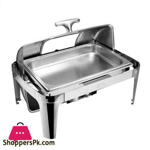 Rectangular Self-Service Commercial Food Serving Chafer Clear Dome Stainless Steel Roll Top Chafing Dish - ZZ06