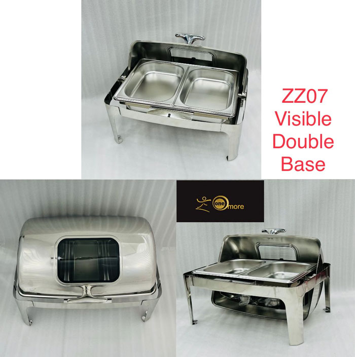 Rectangular Self-Service Commercial Food Serving Chafer Clear Dome Stainless Steel Roll Top Chafing Dish – Zz07