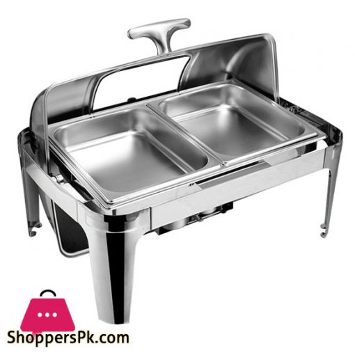 Rectangular Self-Service Commercial Food Serving Chafer Clear Dome Stainless Steel Roll Top Chafing Dish – ZZ07