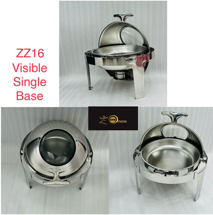 Round Self-Service Commercial Food Serving Chafer Clear Dome Stainless Steel Roll Top Round Chafing Dish – Zz16