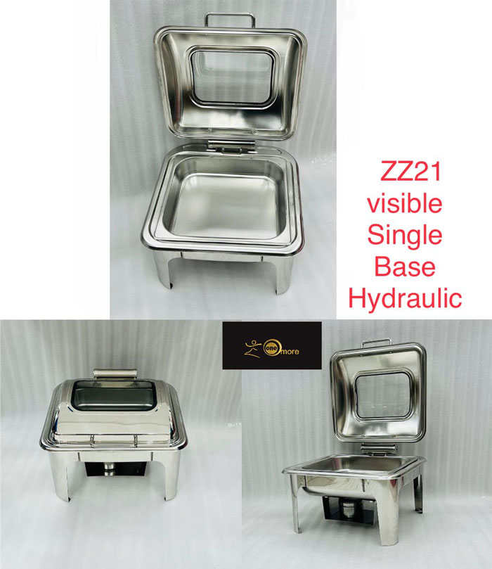 Square Self-Service Commercial Food Serving Chafer Stainless Steel Clear Dome Square Hydraulic Chafing Dish – Zz21