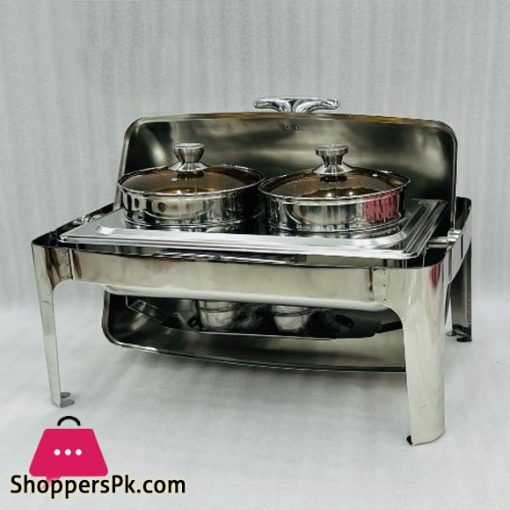 Rectangular Self-Service Commercial Food Serving Chafer Stainless Steel Double Roll Top Chafing Dish – ZZ14
