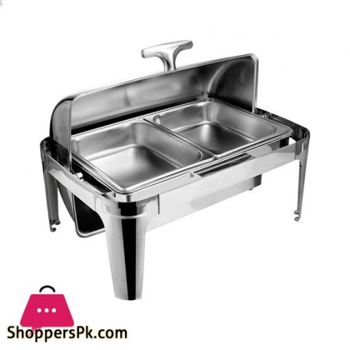 Rectangular Self-Service Commercial Food Serving Chafer Stainless Steel Roll Top Chafing Dish - ZZ05