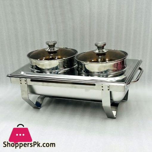 Rectangular Self-Service Commercial Food Serving Chafer Twin Stainless Steel Chafing Dish – ZZ11