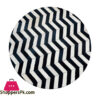 Round Patchwork Chevron Black And White Cowhide Rug