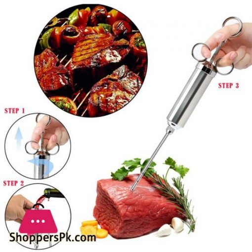 Seasoning Injection Marinade Injectors Turkey Meat Injectors Spice Flavor 2 Oz Stainless steel Sausage Syringe Cooking Syringe|Meat Injectors