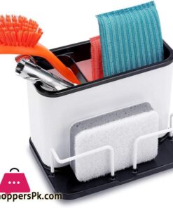 DAOYA Sinkware Caddy Organizer with Drain - Sink Caddy Holder for Cleaning Brush & Sponge & Dish Wand on Counter, White for Kitchen Sink