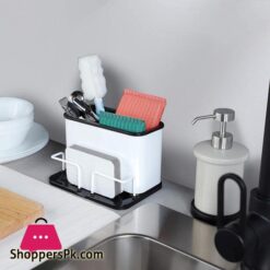 Daoya Sinkware Caddy Organizer With Drain - Sink Caddy Holder For Cleaning Brush &Amp; Sponge &Amp; Dish Wand On Counter, White For Kitchen Sink