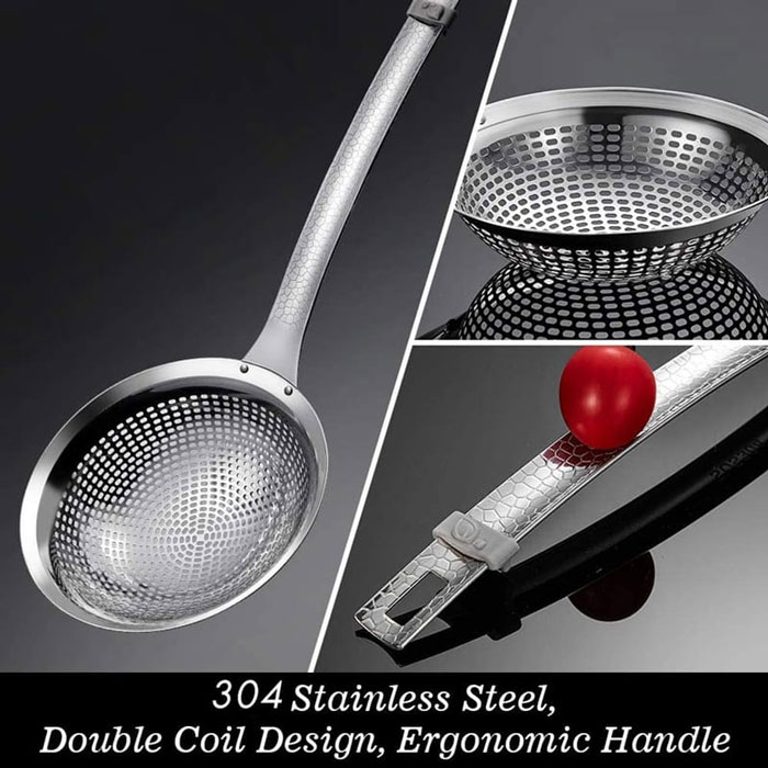 Skimmer Stainless Steel Multi-Functional Slotted Spoon For Cooking Rustproof Fine Mesh Strainer 18-Cm