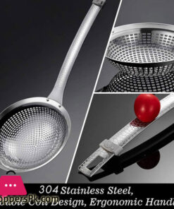 Skimmer Stainless Steel Multi-Functional Slotted Spoon for Cooking Rustproof Fine Mesh Strainer 18-CM