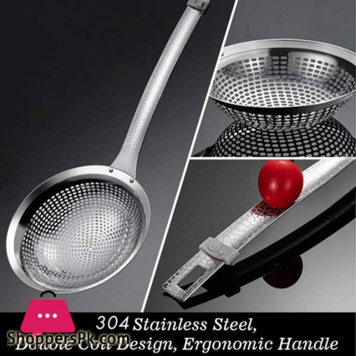 Skimmer Stainless Steel Multi-Functional Slotted Spoon for Cooking Rustproof Fine Mesh Strainer 14-CM