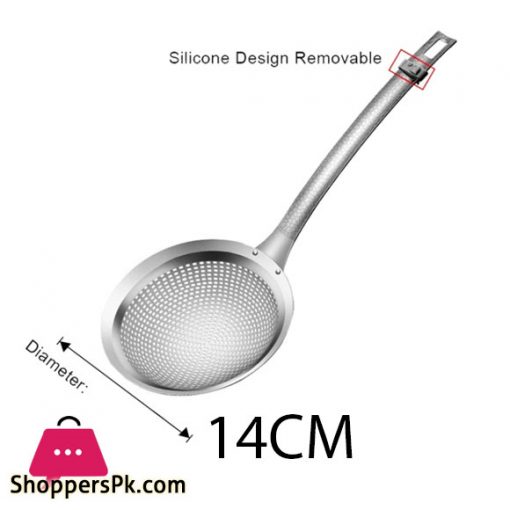 Skimmer Stainless Steel Multi-Functional Slotted Spoon for Cooking Rustproof Fine Mesh Strainer 14-CM