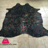 Solid Black Cowhide Colorful Metallic Cowhide Area Rug