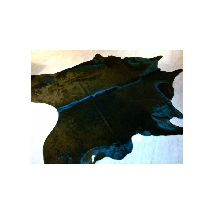 Solid Black Natural Cowhide Rug