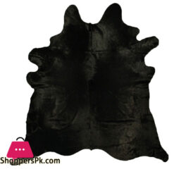 Solid Black Natural Cowhide Rug