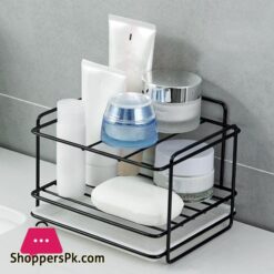 Sponge Holder Soap Drain Storage Rack Kitchen Sink Organizer Dishcloth Brush Holder Iron Shelf Bathroom Organizer Black
