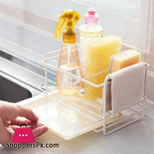 Sponge Holder Soap Drain Storage Rack Kitchen Sink Organizer Dishcloth Brush Holder Iron Shelf Bathroom Organizer Black
