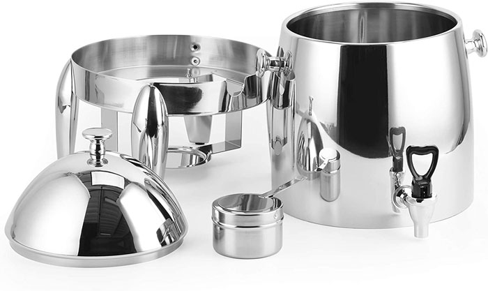 Stainless Steel Beverage Dispenser Durable And Long-Lasting Chafer Urn With Chrome Accents - 12-Liter Capacity - Gzd04
