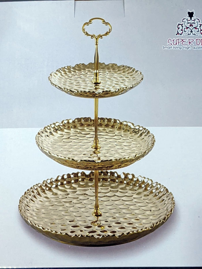 Super Dine Ceramic 3 Tier Cake Stand Serving Tray Fruit Platter Elegant Wedding Cupcake Holder
