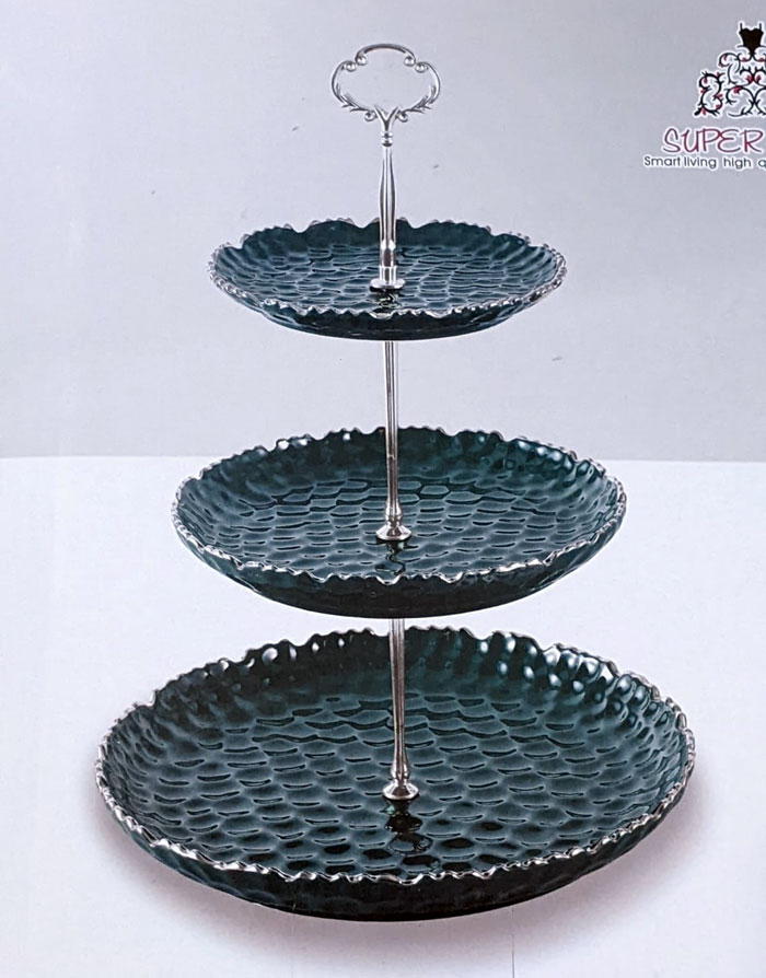 Super Dine Ceramic 3 Tier Cake Stand Serving Tray Fruit Platter Elegant Wedding Cupcake Holder