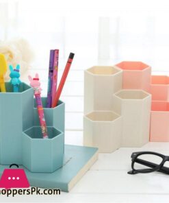 New Hexagon ABS Table Organizer Makeup Cosmetic Holder Desk Pen Pencil Storage Box Case|Pen Holders
