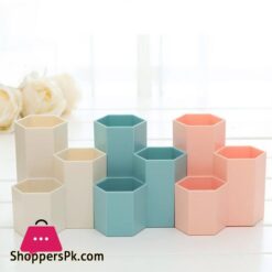 New Hexagon Abs Table Organizer Makeup Cosmetic Holder Desk Pen Pencil Storage Box Case|Pen Holders