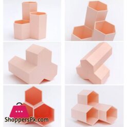 New Hexagon Abs Table Organizer Makeup Cosmetic Holder Desk Pen Pencil Storage Box Case|Pen Holders